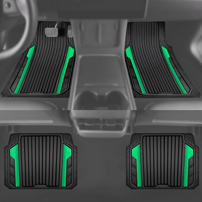 CAR PASS Heavy Duty Rubber Car Mats Metallic, Aluminum Film All Weather Floor - Image 5