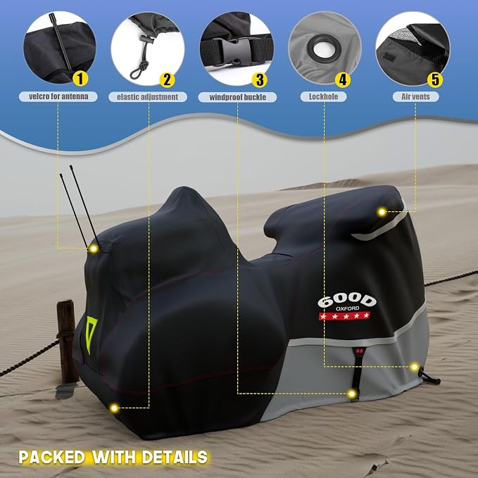 Rosefray Trike Cover, Motorcycle Cover Heavy Duty 600D Waterproof forTrike - Image 5