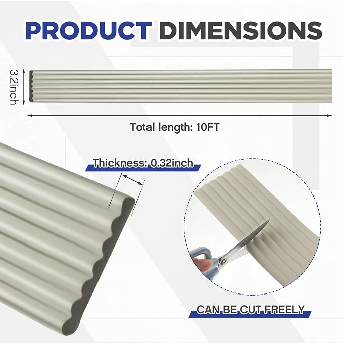 Garage Wall Protector 3.15in x 10ft Self-Adhesive Rubber Bumper Protectors Strip - Image 2