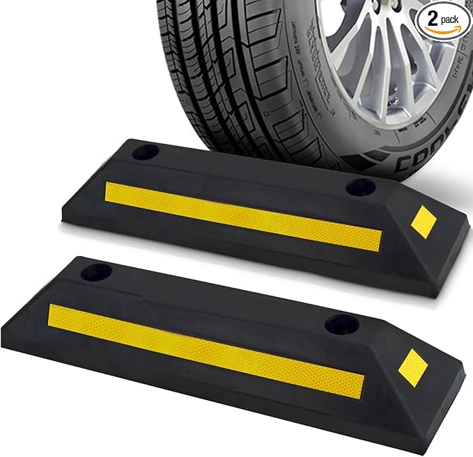 Pyle 2-Pack Heavy Duty Rubber Wheel Stops by PyleUSA