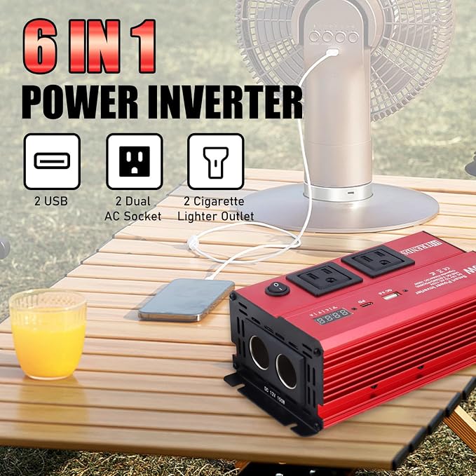 HITRENDS 600W Car Inverter, 12V DC to 110V AC, - Image 6