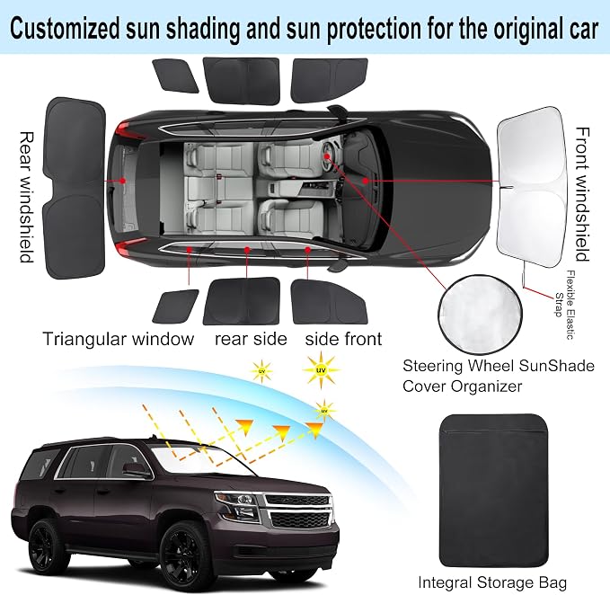 TINGLU Window Shades for Chevrolet Tahoe 2015-2020 Accessories Car Side Full - Image 3