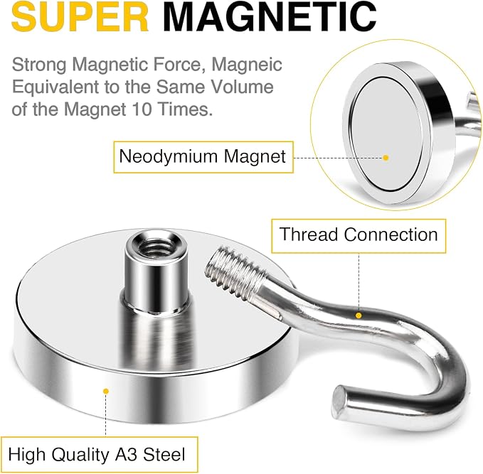 DIYMAG Magnetic Hooks, 110 lb Heavy Duty Strong Magnet - Image 4