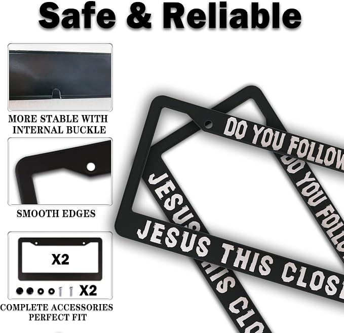 License Plate Frames Black and White License Plate Cover Do You Follow Jesus - Image 4