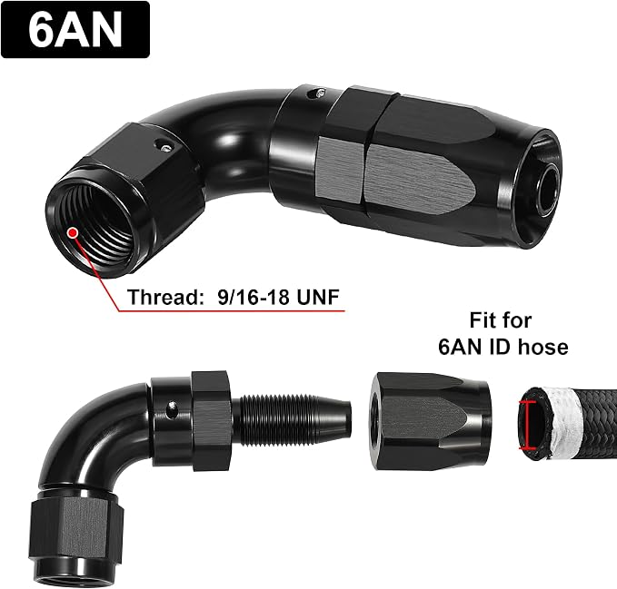 EVIL ENERGY 6AN 90 Degree One Piece Full Flow Hose End Fitting Swivel - Image 2