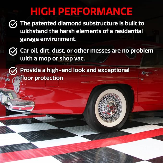 Big Floors RaceDeck Diamond Plate Design, Durable Interlocking Modular Garage - Image 4
