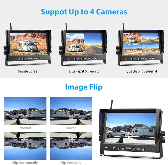 9 Inch Magnetic Solar Wireless Backup Camera System, 9600mAh Solar Rechargeable - Image 4