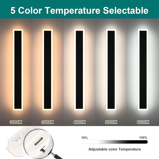 2 Pack LED Outdoor Long Wall Lights, 24 inch Outdoor Linear Light - Image 5