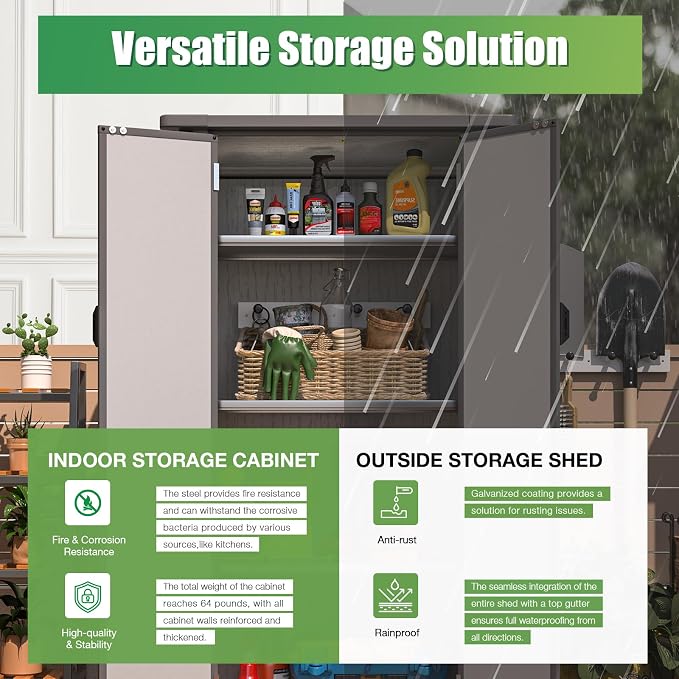 AECOJOY Resin Outdoor Storage Cabinet Waterproof - Image 3