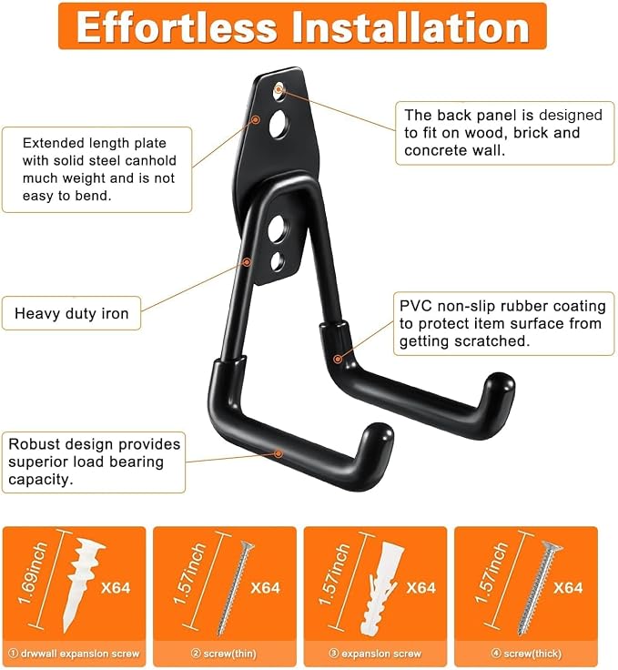 32 Pack Garage Hooks Heavy Duty, Utility Steel Wall Mount - Image 4