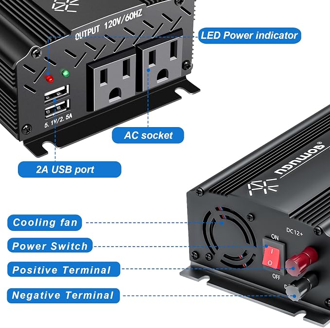 12V to 110V Inverter - 750W Car Inverter - Image 2