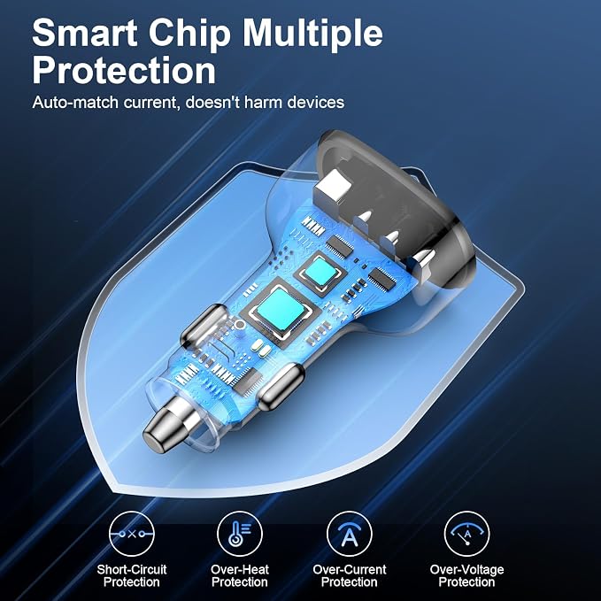 90W 4-Port Super Fast USB C Car Charger - Image 6