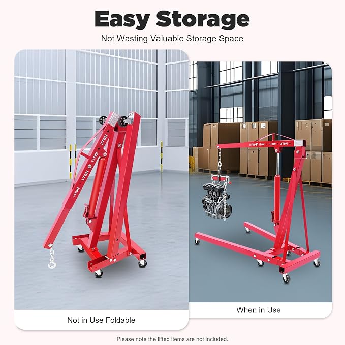 LOYALHEARTDY Engine Hoist with Lever, 2 Ton 4400 LBS Folding Cherry Picker Shop - Image 5