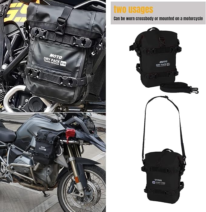 Motorcycle Tail Bag Front Bumper Bag, 10L Roll-top Waterproof Motor Saddle - Image 9