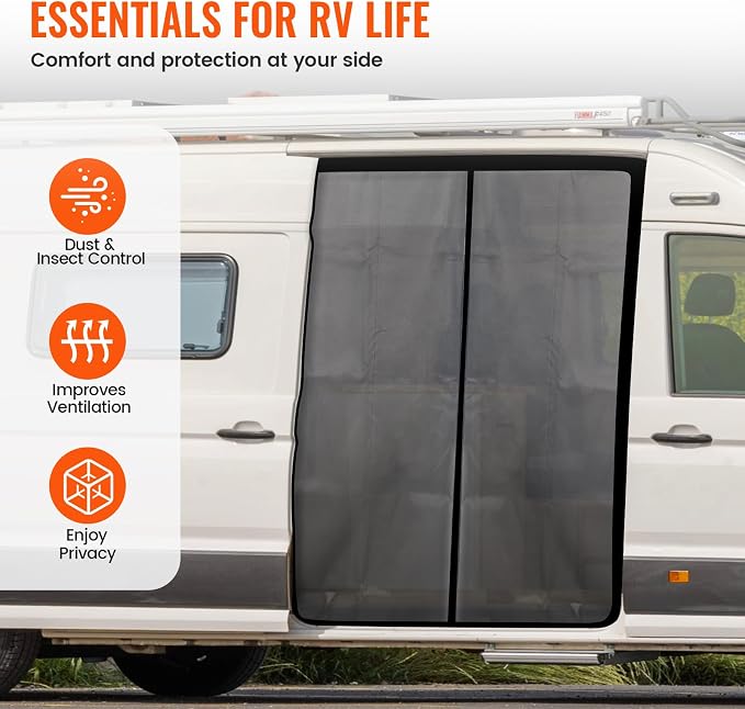 83''H x 59''W Van Bug Screen Side Door Sliding Door Window Covers - Image 3