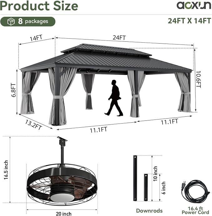 Aoxun 14' X 24' Hardtop Gazebo - Image 3