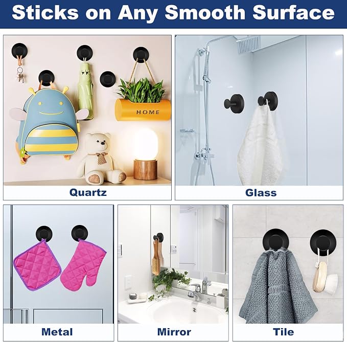 2 PCS Suction Cup Hooks for Shower, Hooks for Inside Shower, Removable Towel - Image 7