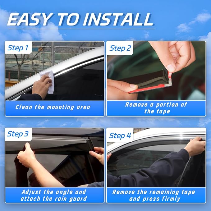 Window Rain Guards for 2018-2024 Chevrolet Equinox, Tape-on Window Visor - Image 7