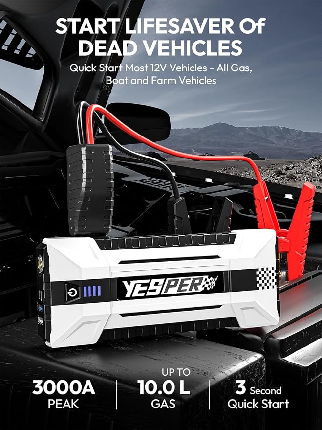 YESPER Battery Jump Starter Portable, 3000A Booster Pack Jump Box - Image 3