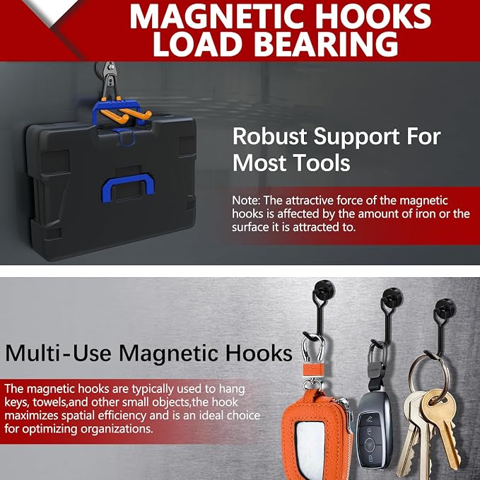 3-H Heavy Duty Magnet Garage Hooks 2 Pack, Extra Large Strong Magnetic Hooks - Image 5