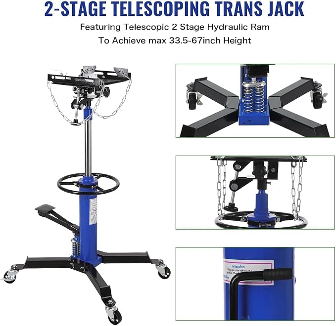 Transmission Jack 1322 LBS Hydraulic Telescoping 2-Stage Lift Jack Stand - Image 5