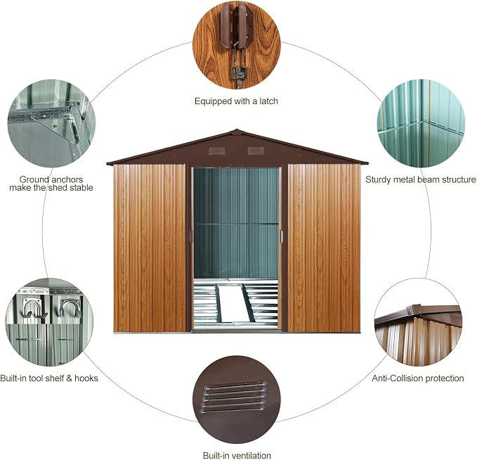 10x8 FT Outdoor Storage Shed, Garden Tool House - Image 6