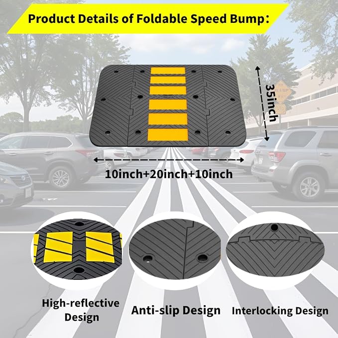 Speed Bumps for Driveway 35"x10"x1.8" Flexible Installation Connect Multiple - Image 3