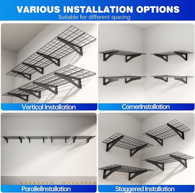 4-Pack Garage Wall Shelving, 2x4ft Walls Shelf Storage Rack, Sturdy Walls - Image 6