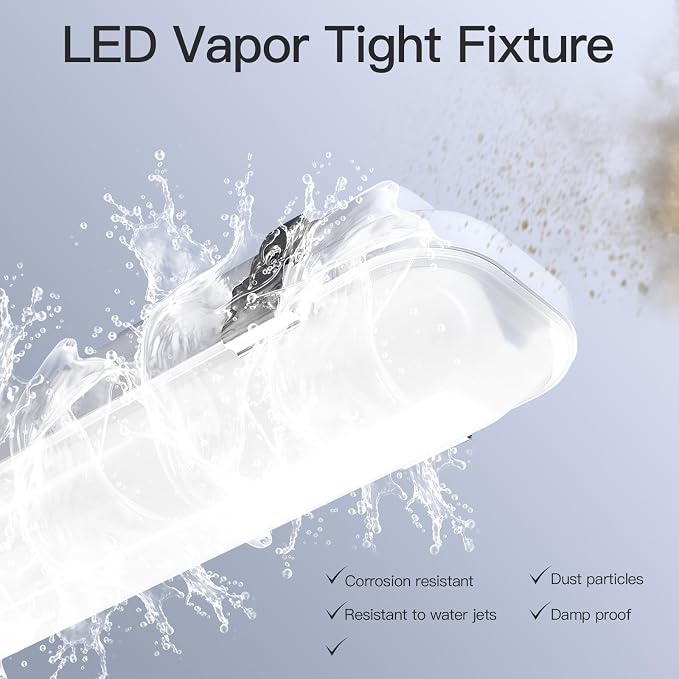 JTT LED Vapor Tight Light 60W/50W/40W 7800lm, Waterproof LED Outdoor Shop Light - Image 4