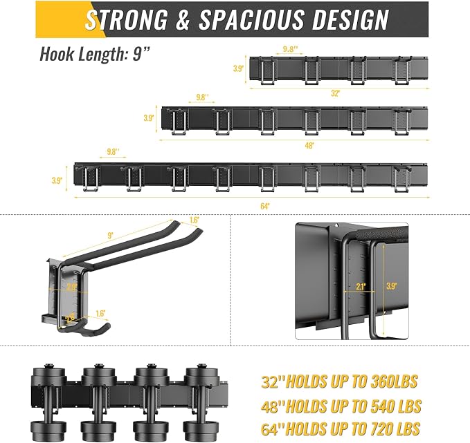 Garage Tool Rack Wall Mount – 32 Inches Heavy-Duty Garden Tool Holder - Image 2