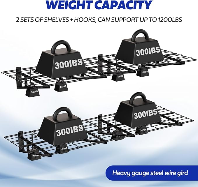 FAHKNS 2 x 6 ft Garage Wall Shelving, 1200LBS Capacity Heavy Duty Metal Wire - Image 4