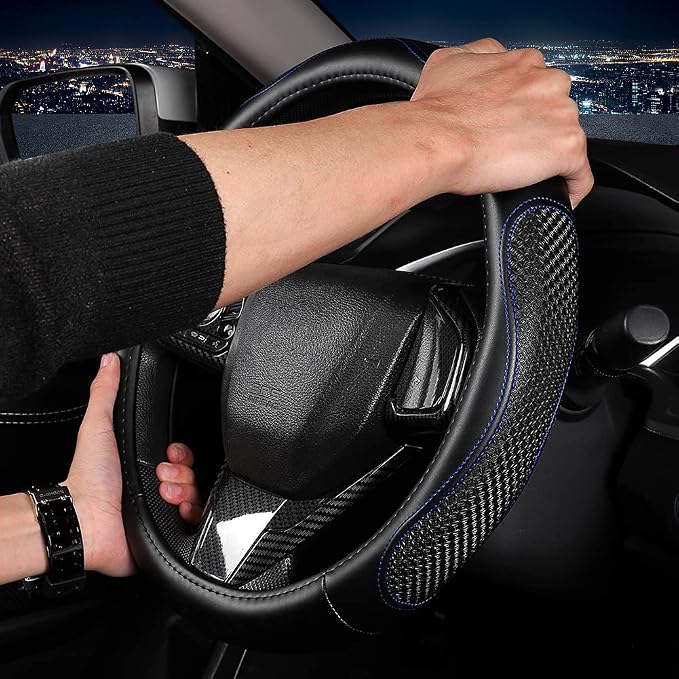 Leather Car Steering Wheel Cover 15 inch Universal Fit Microfiber Steering - Image 5