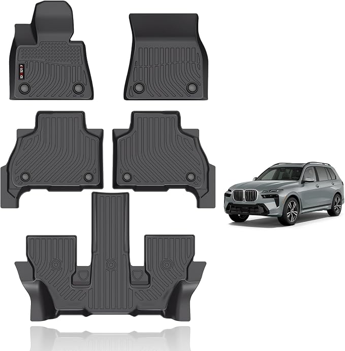 KELCSEECS Floor Mats Custom for 2026 2025-2019 BMW X7 40i, M60i Car Mats TPE by KELCSEECS