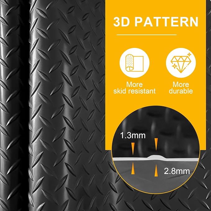 4x6 FT Garage Floor Mat, 2 Rolls 2.8mm Thickened Flooring Roll 48 sqft Diamond - Image 3