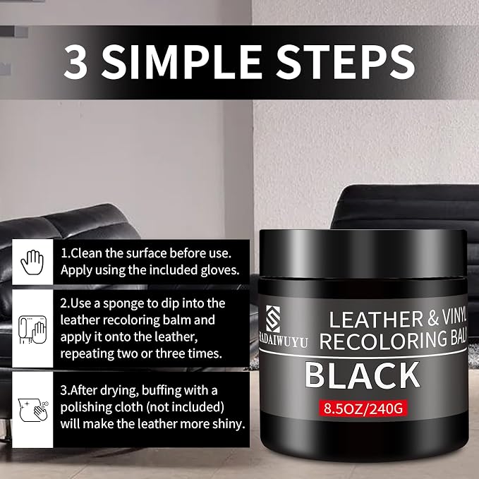 Leather Recoloring Balm, 8.5oz Leather Color Restorer, Leather Couch Scratch - Image 4