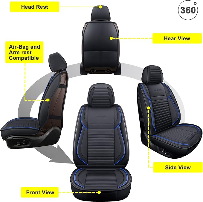 LINGVIDO Car Seat Covers, Breathable and Waterproof Faux Leather Automotive - Image 5