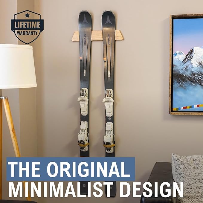 StoreYourBoard Minimalist Wood Ski Rack – Vertical Ski Storage Holder - Image 2