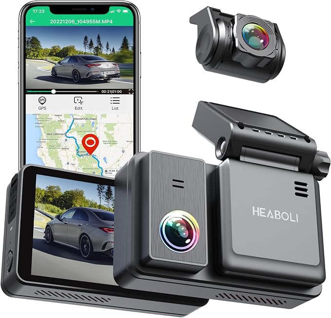 4K Dual Dash Cam Front and Rear, Wi-Fi GPS, 3 Inches IPS Touch Screen, Car by AIPLUGER