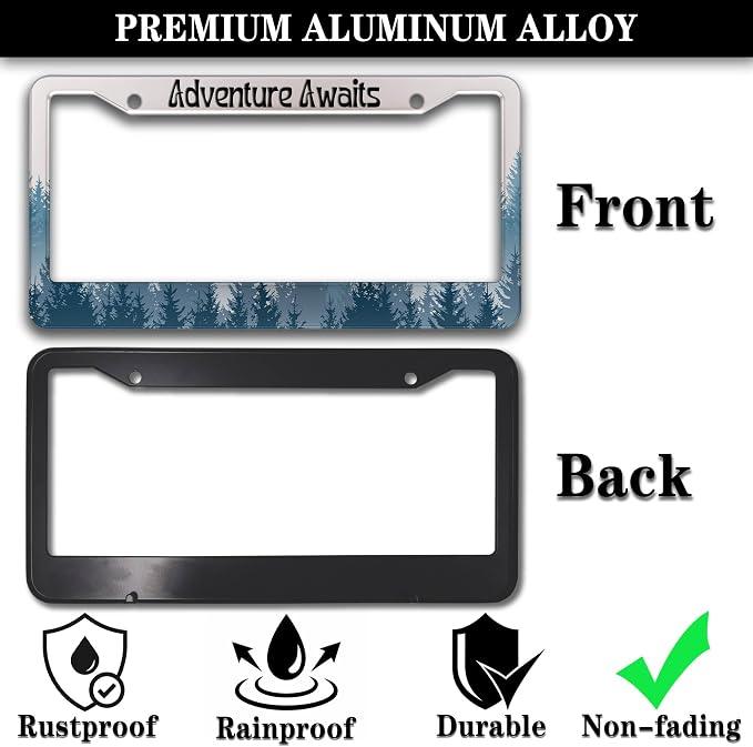 License Plate Frames for Women Multicolor License Plate Cover for Men Misty - Image 3