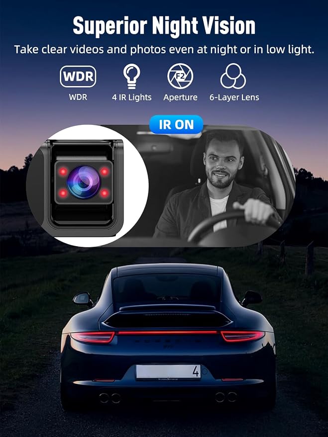 3 Channel 5G WiFi Dash Cam, 4K+1080P+1080P Dash Cam Front and Rear Inside - Image 5
