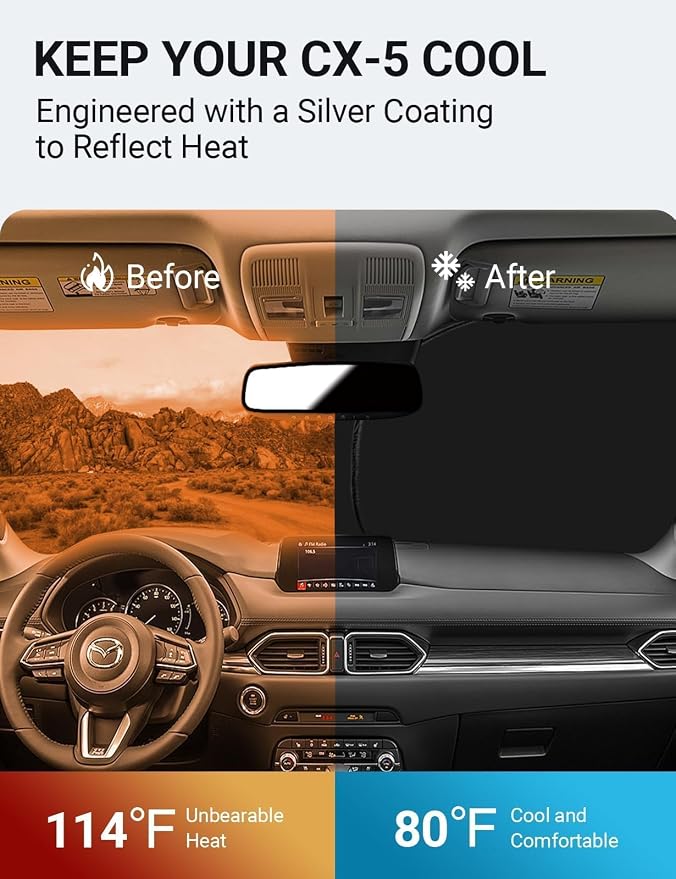 Proadsy for Mazda CX-5 2017-2024 2025 Windshield Sun Shade 4-Layer Foldable - Image 3