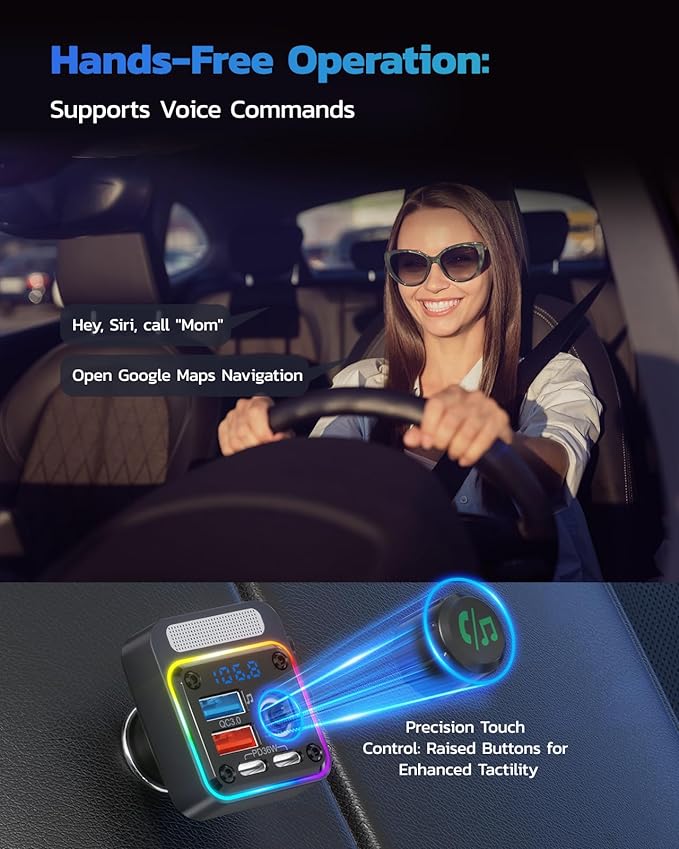 Nulaxy 54W Bluetooth 5.3 Car Adapter Charger 4-Port Fast Charging, Wireless - Image 5