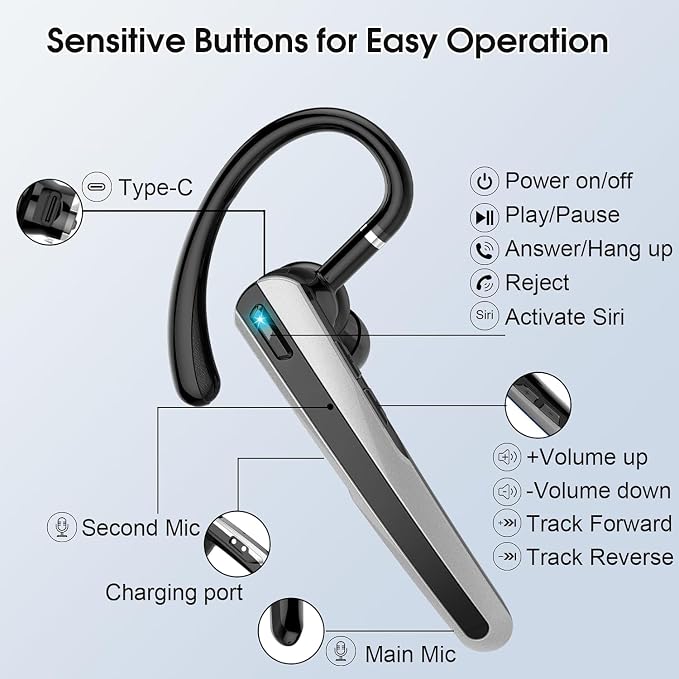 Bluetooth Headset V5.3, Wireless Earpiece - Image 7