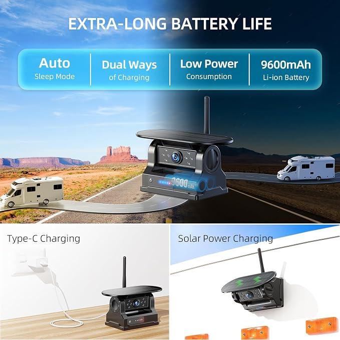 eRapta Magnetic Solar Wireless Backup Camera: HD1080P 7” Touchscreen Portable - Image 6