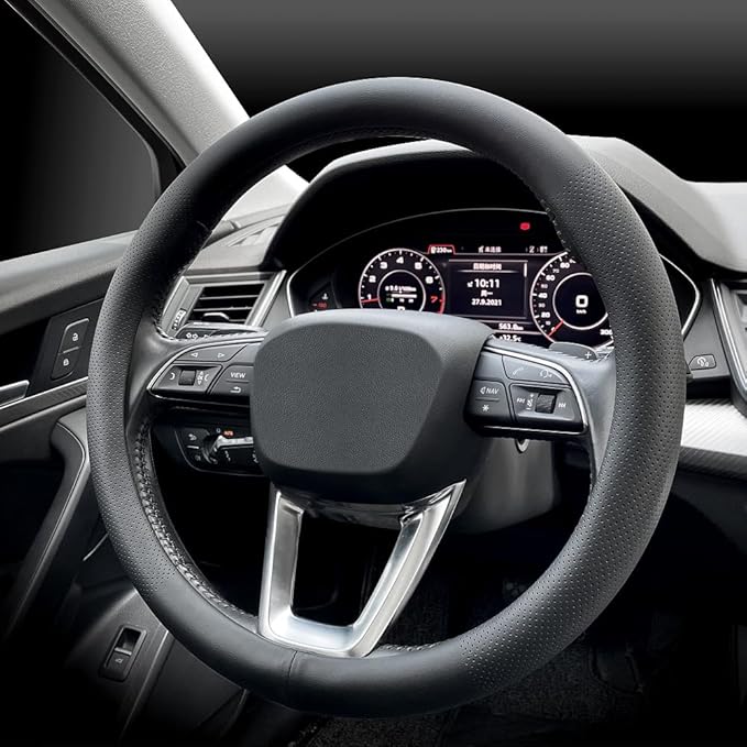 LKWLIKEI Nappa Premium Leather car Steering Wheel Cover, Breathable, Universal - Image 3