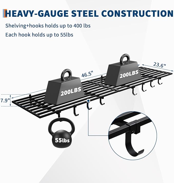 2 Pack Heavy Duty Garage Wall Shelves, 2x4ft Wall Mount Storage Shelf - Image 2