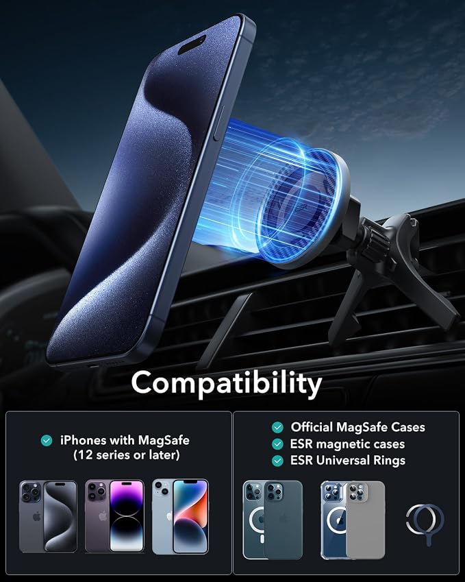 ESR for MagSafe Car Mount, Magnetic Car Phone Holder Mount, Air Vent/Dashboard - Image 8