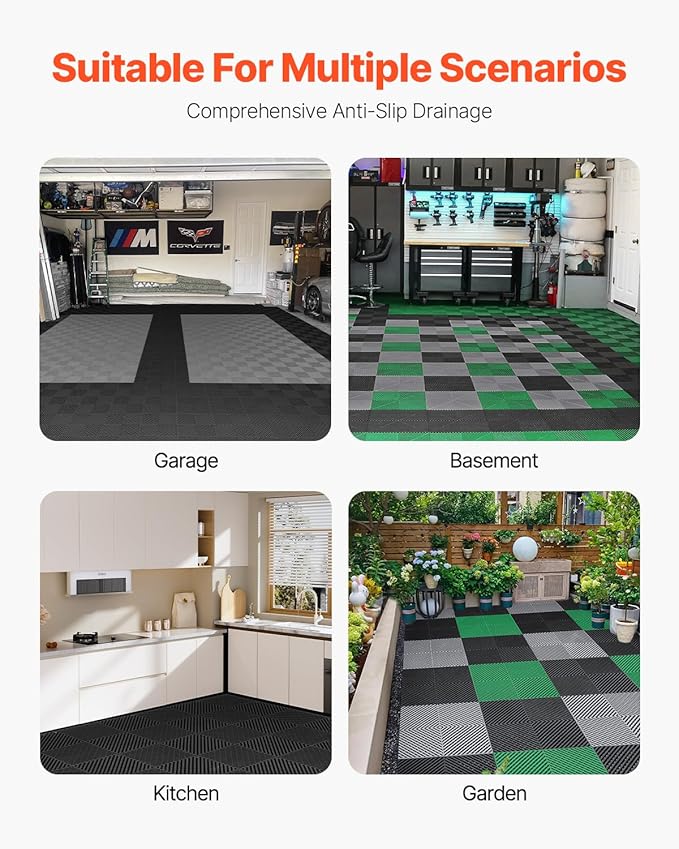 VEVOR Interlocking Drainage Mat, 15.7” x 15.7” Modular Interlocking Cushion - Image 6