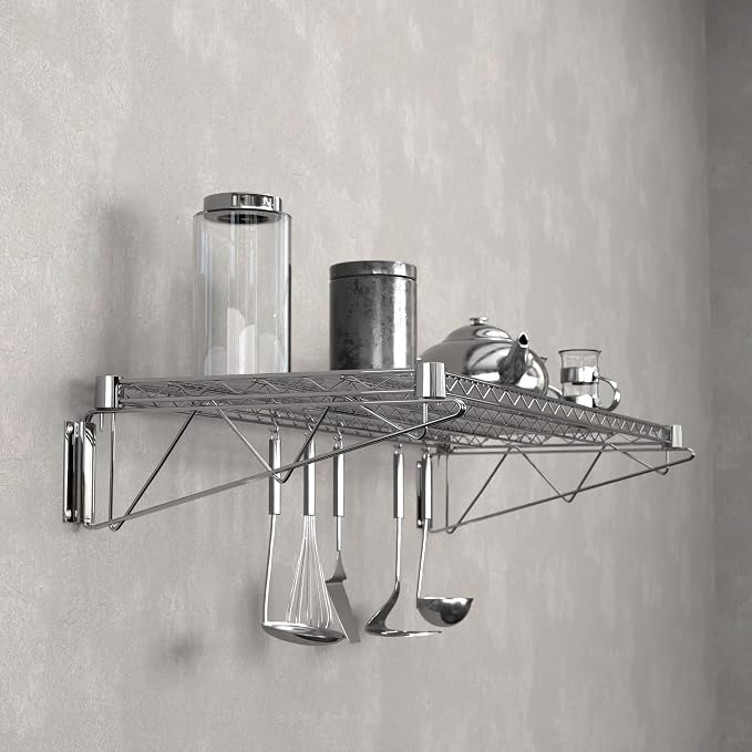 18" x 48" Chrome Wire Wall Mount Shelf - Image 2