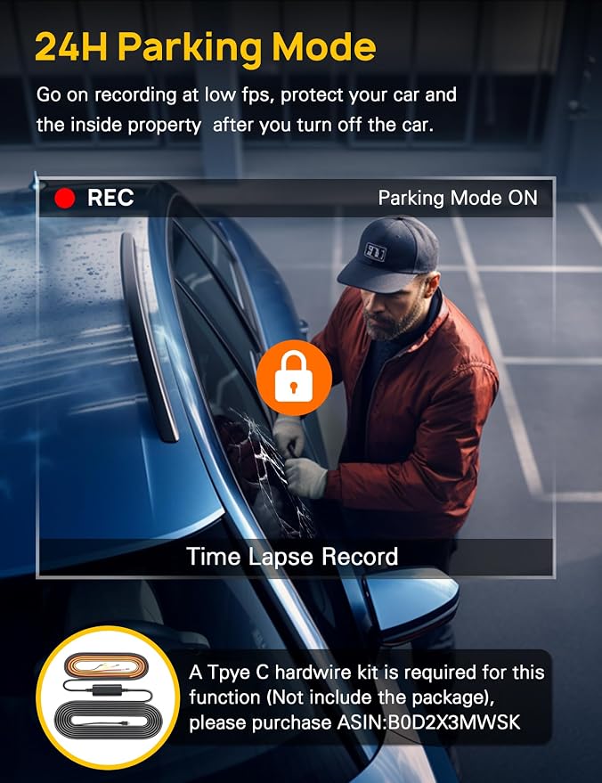 3 Channel 4K Dash Cam Front and Rear Inside, Built-in 5G WiFi, 4K+1080P+1080P - Image 6